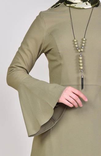 Robe avec Collier 2050-09 Vert Khaki Clair 2050-09