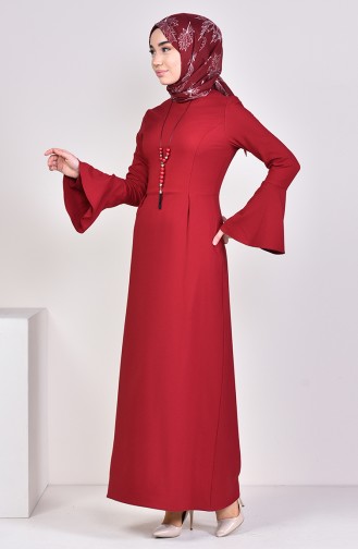 Claret Red Hijab Dress 2050-11