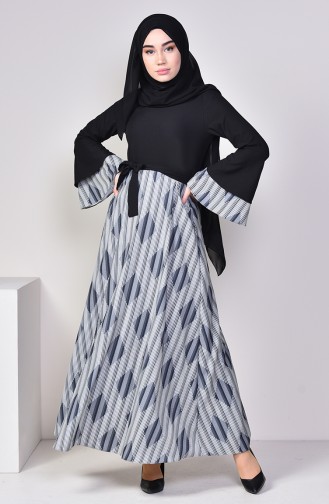 فستان بتصميم مُطبع 5112-01 لون أسود 5112-01