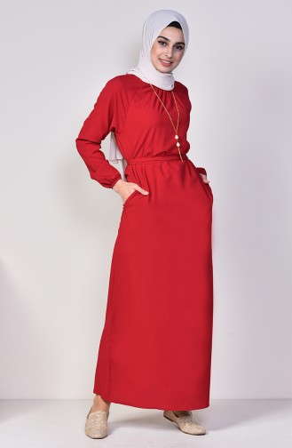 Necklace Belted Dress 5255-02 Claret Red 5255-02