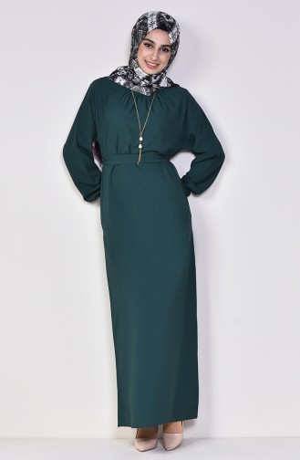 Necklace Belted Dress 5255-05 Emerald Green 5255-05
