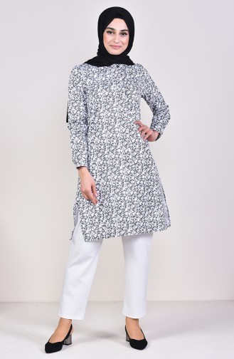 Patterned Button Tunic 6376-01 White 6376-01