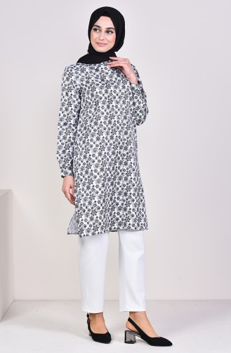Patterned Button Tunic 6377-01 White 6377-01