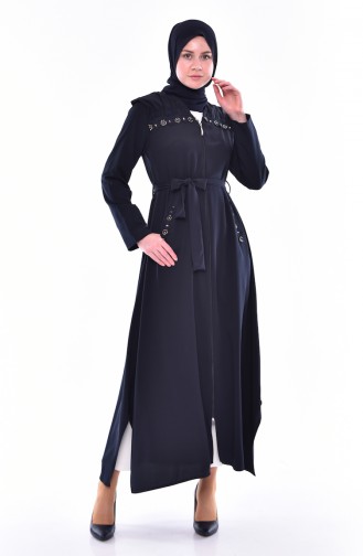 Lace Detail Abaya 1366-02 Navy 1366-02