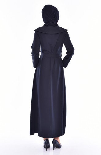 Lace Detail Abaya 1366-02 Navy 1366-02