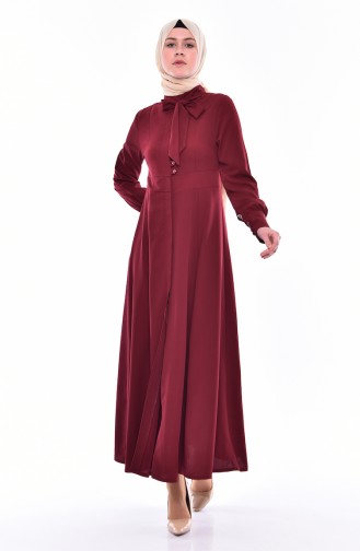 Tie Collar Abaya 1367-01 Bordeaux 1367-01