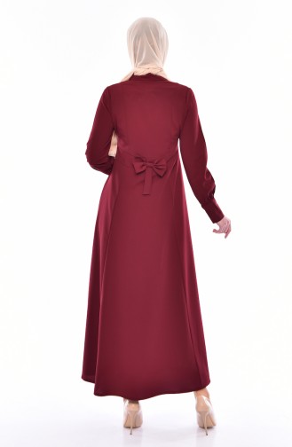 Tie Collar Abaya 1367-01 Bordeaux 1367-01