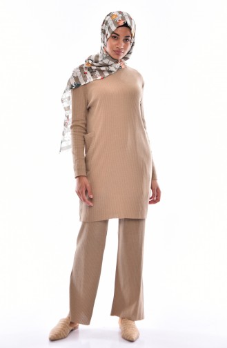 Tunik Pantolon İkili Takım 3316-20 Koyu Bej 3316-20