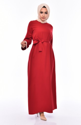 Claret Red Hijab Dress 3314-01