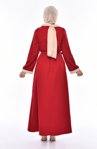 Claret Red Hijab Dress 3314-01
