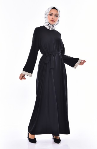 Lace Belted Dress  3314-03 Black 3314-03