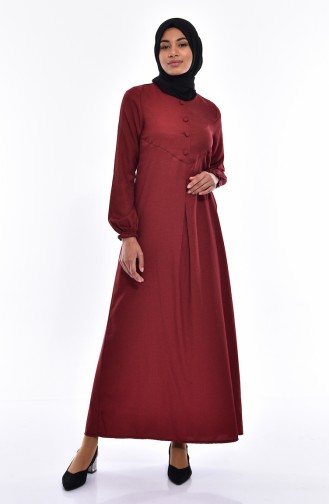 Pileli Elbise 1175-01 Bordo