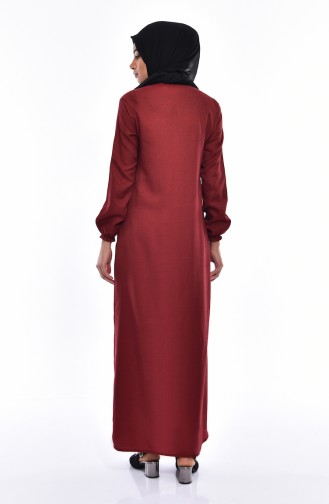 Pileli Elbise 1175-01 Bordo