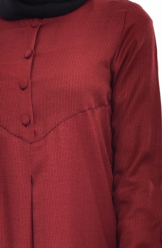 Pileli Elbise 1175-01 Bordo