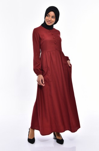 Pocket Dress 1176-01 Claret Red 1176-01