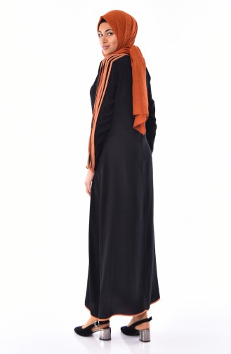 Pocketed Linen Dress  0224-02 Black 0224-02