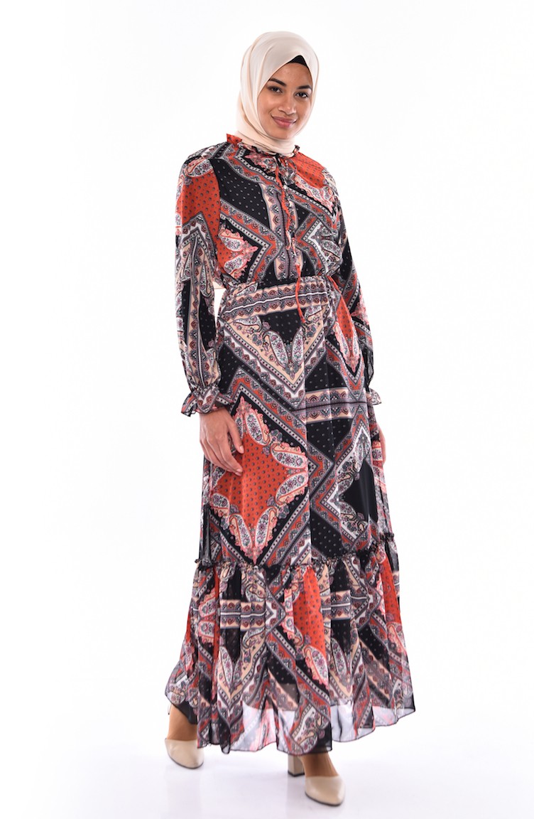 patterned chiffon dress