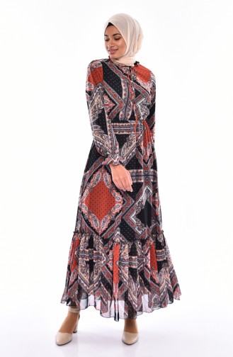 Patterned Chiffon Dress 5650B-02 Tile 5650B-02