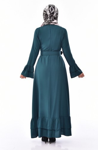 Rüschenkleid mit Gürtel 4519-05 Smaragdgrün 4519-05