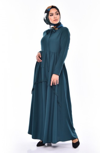 Ruffle Detail Dress 4520-02 Emerald Green 4520-02