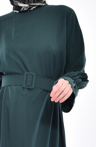 فستان بتصميم حزام للخصر 5024-03 لون أخضر زمردي 5024-03