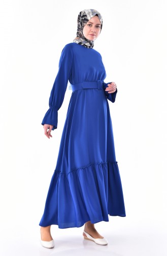 فستان بتصميم حزام للخصر 5024-05 لون أزرق 5024-05