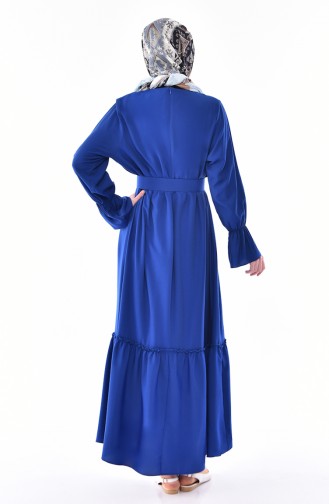 فستان بتصميم حزام للخصر 5024-05 لون أزرق 5024-05