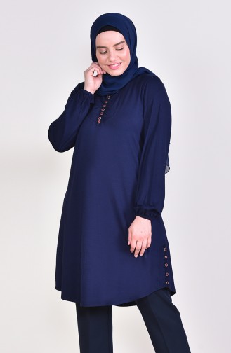 Big Size Button Tunic 50530-05 Navy 50530-05