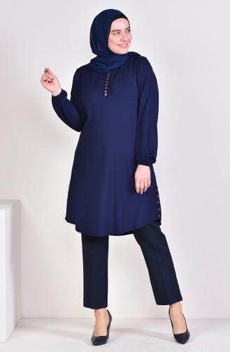 Big Size Button Tunic 50530-05 Navy 50530-05