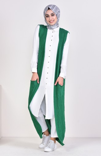 Long Gilet Tricot 8114-02 Vert emeraude 8114-02