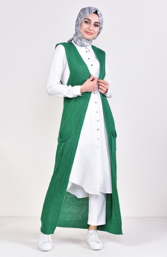 Tricot Long Vest 8114-02 Emerald Green 8114-02