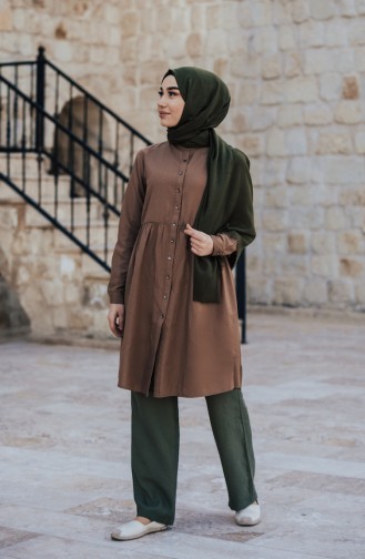 Beli Büzgülü Tunik 5000-02 Camel