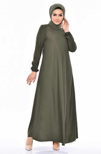 إي أف إي فستان بتصميم أكمام مزمومة 4141-07 لون أخضر كاكي 4141-07