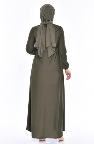 إي أف إي فستان بتصميم أكمام مزمومة 4141-07 لون أخضر كاكي 4141-07