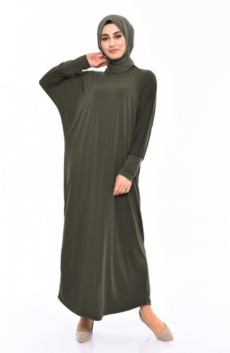 فستان ساندي واكمام واسعة 9020-02 لون اخضر كاكي 9020-02