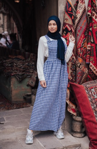 Navy Blue Hijab Dress 5016-01