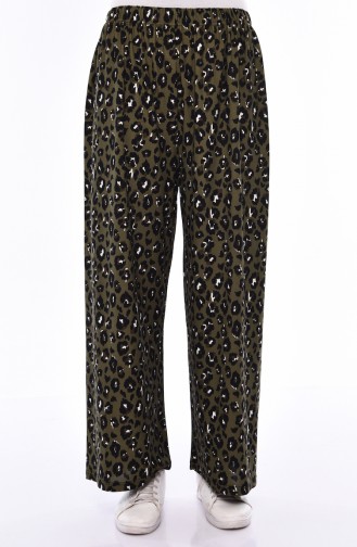 Leopard Patterned Plenty Cuff Trousers 7868-01 Khaki 7868-01