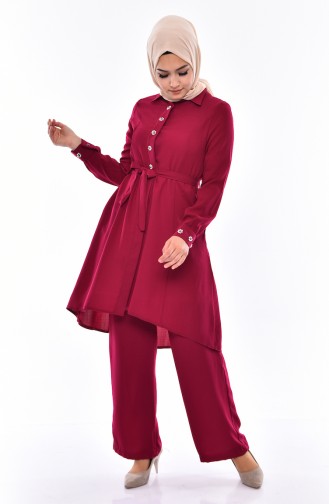 Pearls Tunic Trousers Double Suit 1383-01 Plum 1383-01