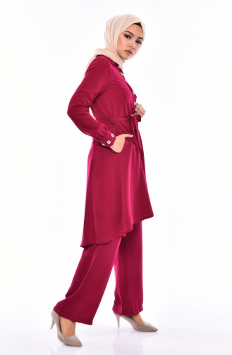 Pearls Tunic Trousers Double Suit 1383-01 Plum 1383-01