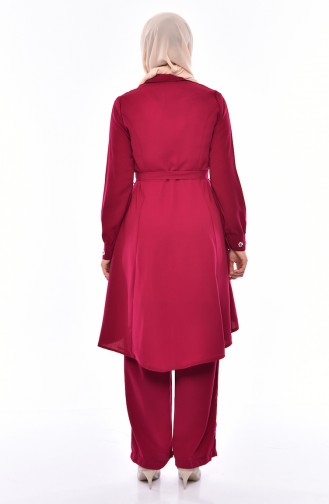 Pearls Tunic Trousers Double Suit 1383-01 Plum 1383-01