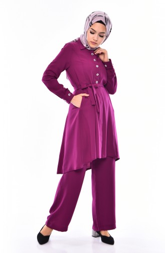 Pearls Tunic Trousers Double Suit 1383-05 Purple 1383-05