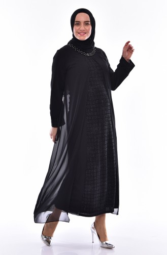 Robe de Soirée a Paillettes Grande Taille 5077A-01 Noir 5077A-01