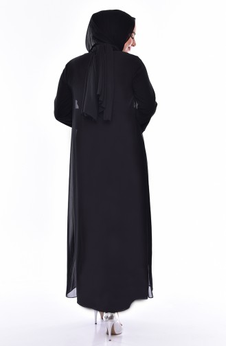 Large Size Silvery Evening Dress 5077A-01 Black 5077A-01