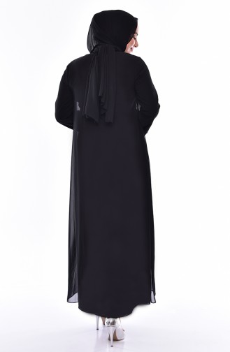 Grosse Grösse Sibernes Abendkleid 5077A-01 Schwarz 5077A-01