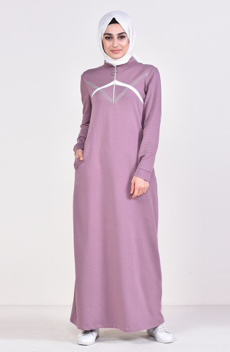 فستان رياضي بتصميم سحاب 9035-02 لون ترابي 9035-02