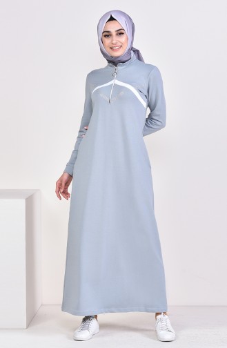Fermuarlı Spor Elbise 9035-03 Küf Mavi