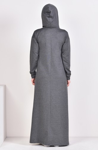 فستان رياضي بتصميم مُطبع 9051-03 لون أسود مائل للرمادي 9051-03