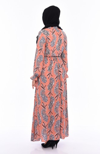 فستان صيفي بتصميم مُطبع 3064-02 لون برتقالي 3064-02