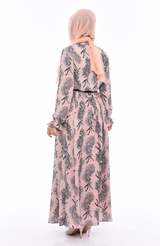 فستان صيفي بتصميم مُطبع 3064 A-01 لون بيج 3064A-01