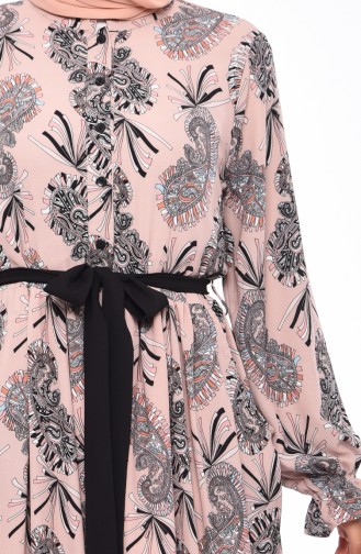 فستان صيفي بتصميم مُطبع 3064 A-01 لون بيج 3064A-01